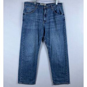 Wrangler Authentics Wide Leg Jeans Mens Size 35X29 High Rise 10ZM200ST Blue
